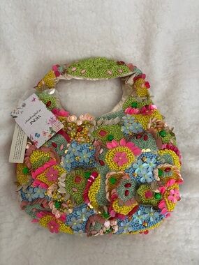 Handmade India Floral Beaded Women’s Bag in Multicolor